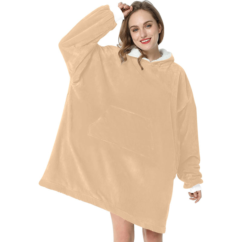 Women's Tan Solid Blanket Hoodie