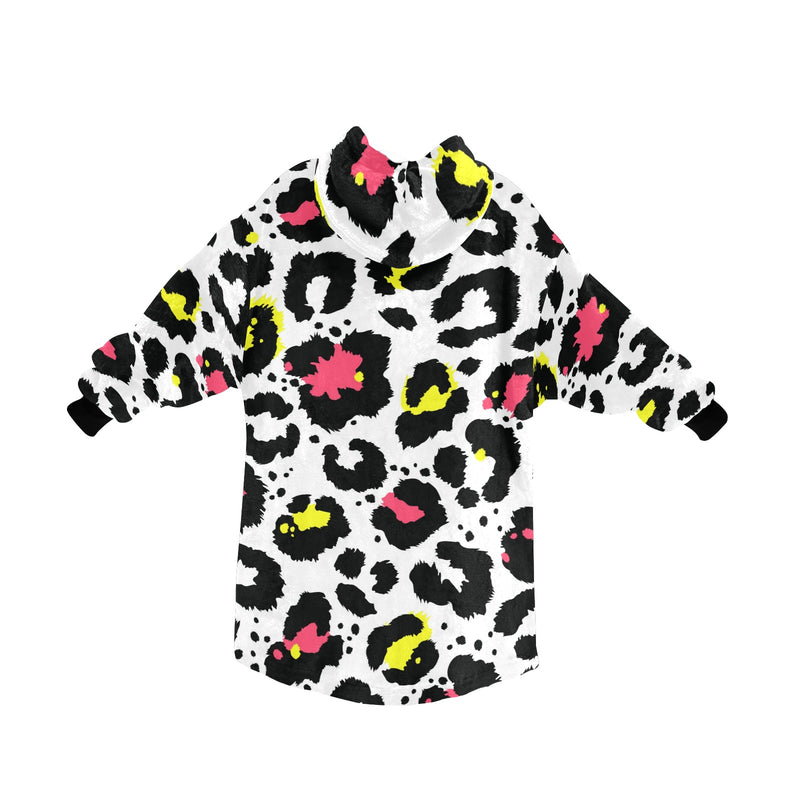 Men's White Leopard Abstract Blanket Hoodie