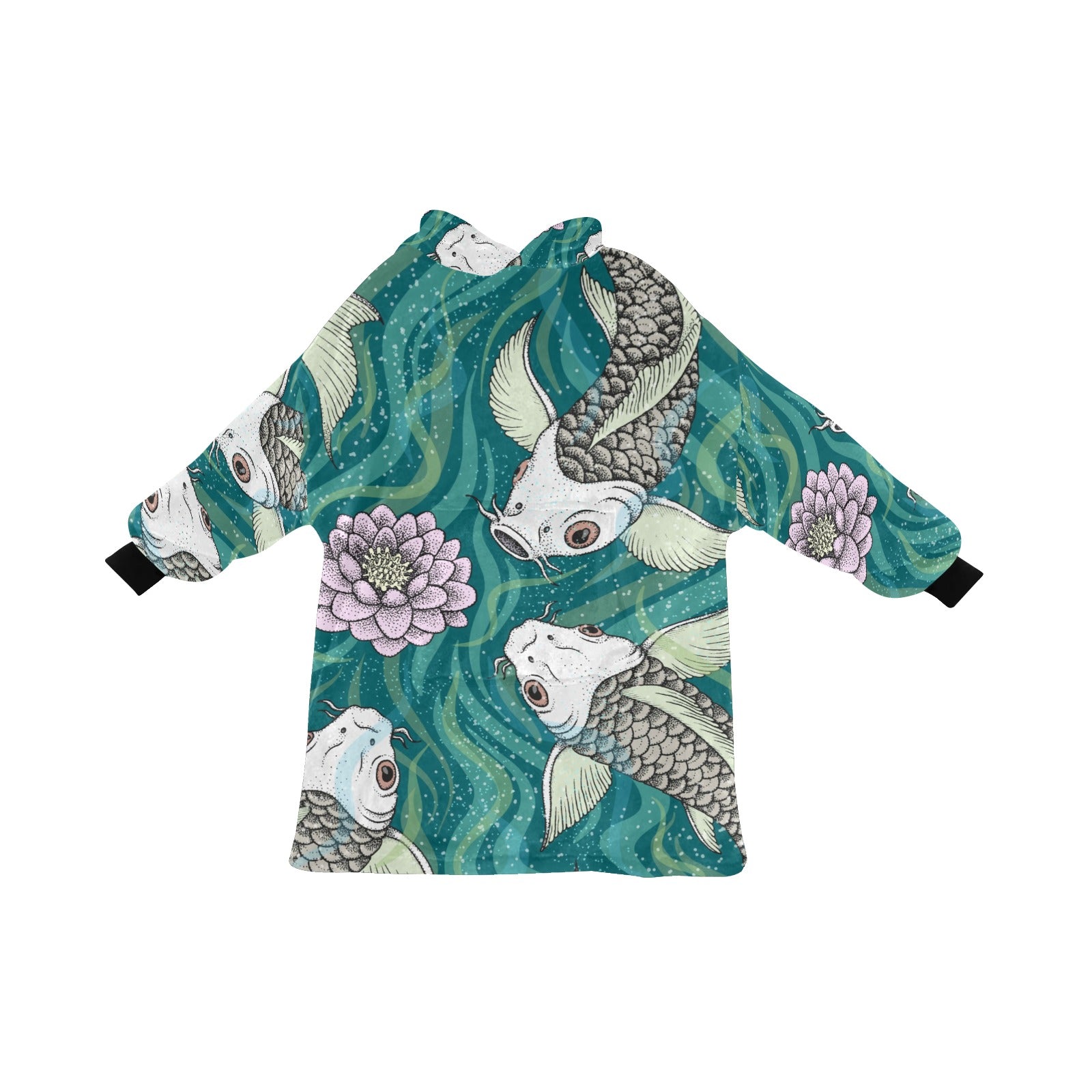Women's Traditional Japanese Fancy Carp Abstract Blanket Hoodie