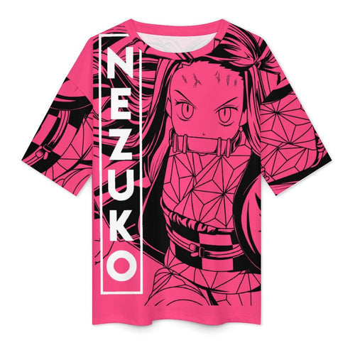 Women's Nezuko All Over Demon Slayer Anime Oversized T-shirt