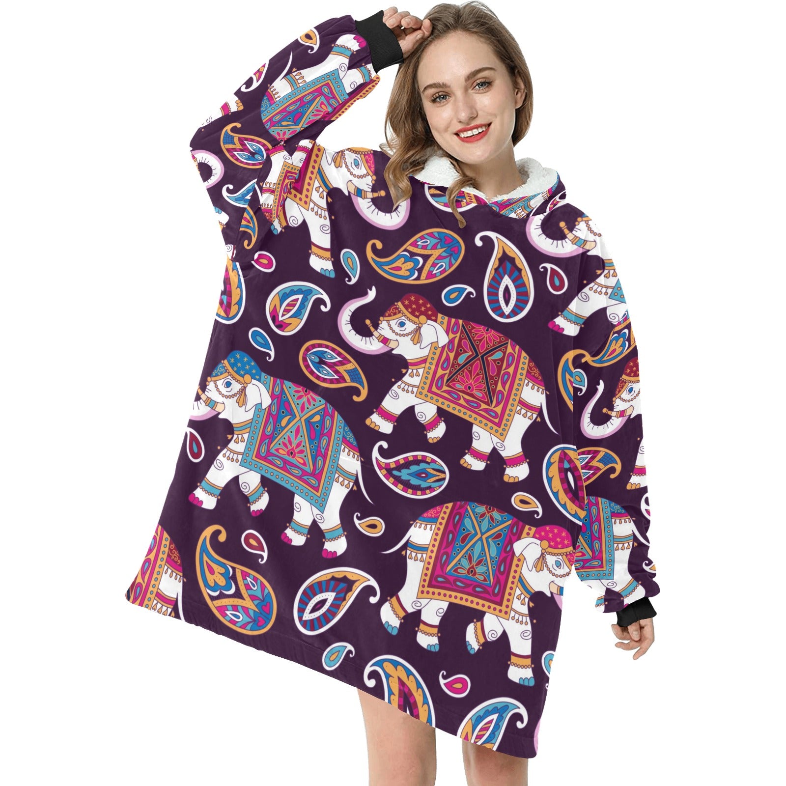 Women's Indian Style Paisley Abstract Blanket Hoodie