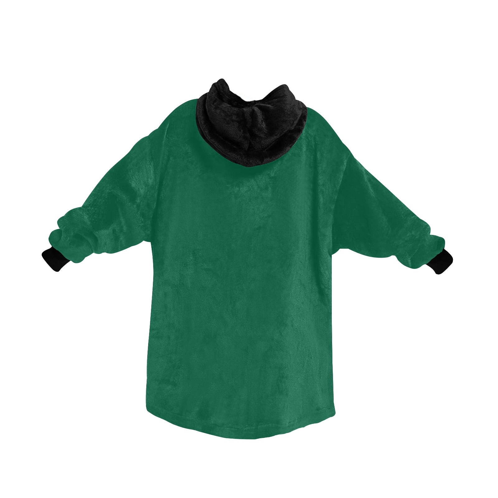 Men's Bottle Green & Black Solid Blanket Hoodie