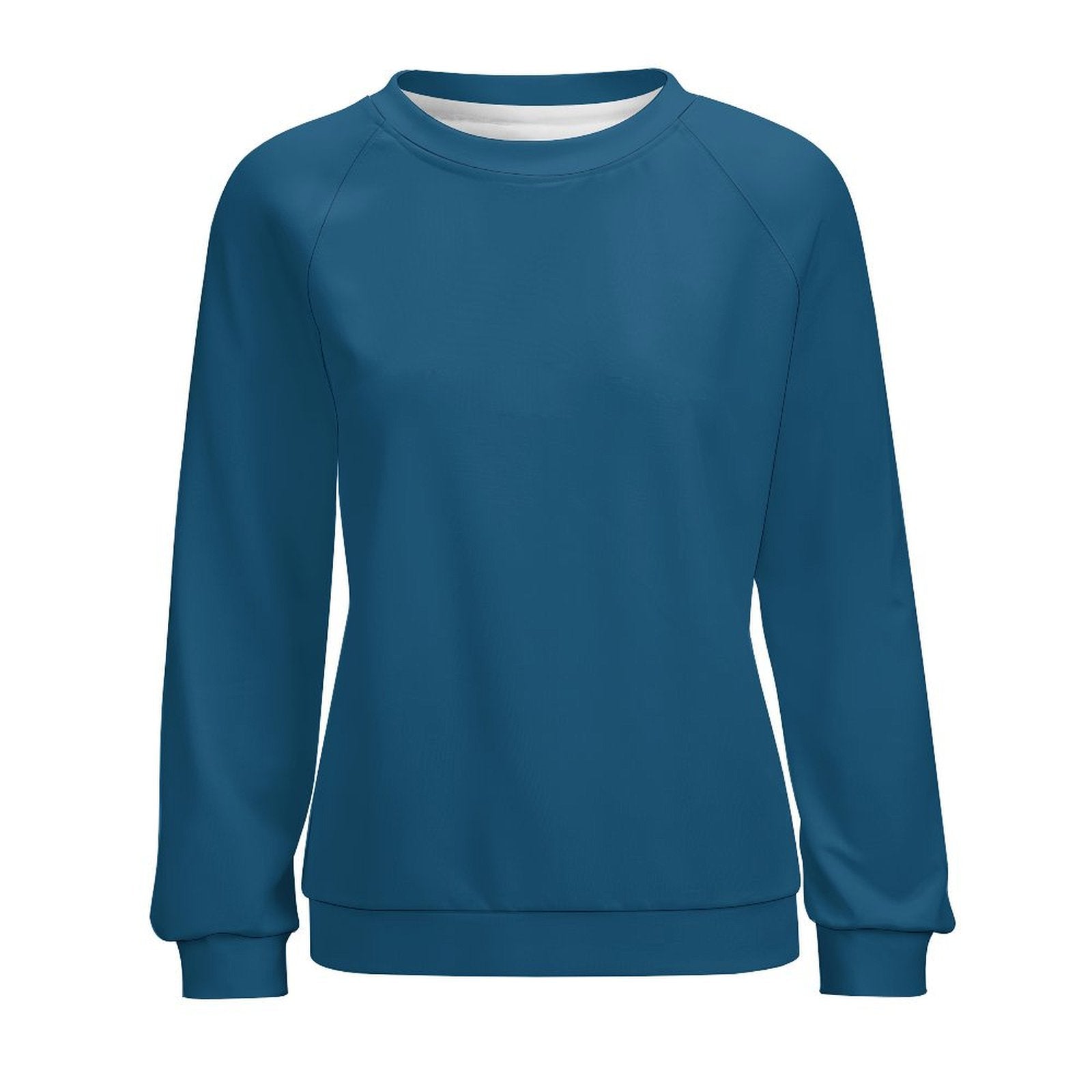 Women's Sea Blue Solid Sweatshirt