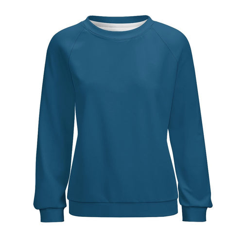 Women's Sea Blue Solid Sweatshirt