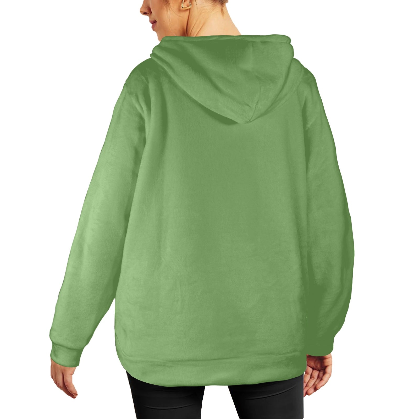Women's Asparagus Solid Flannel Hoodie