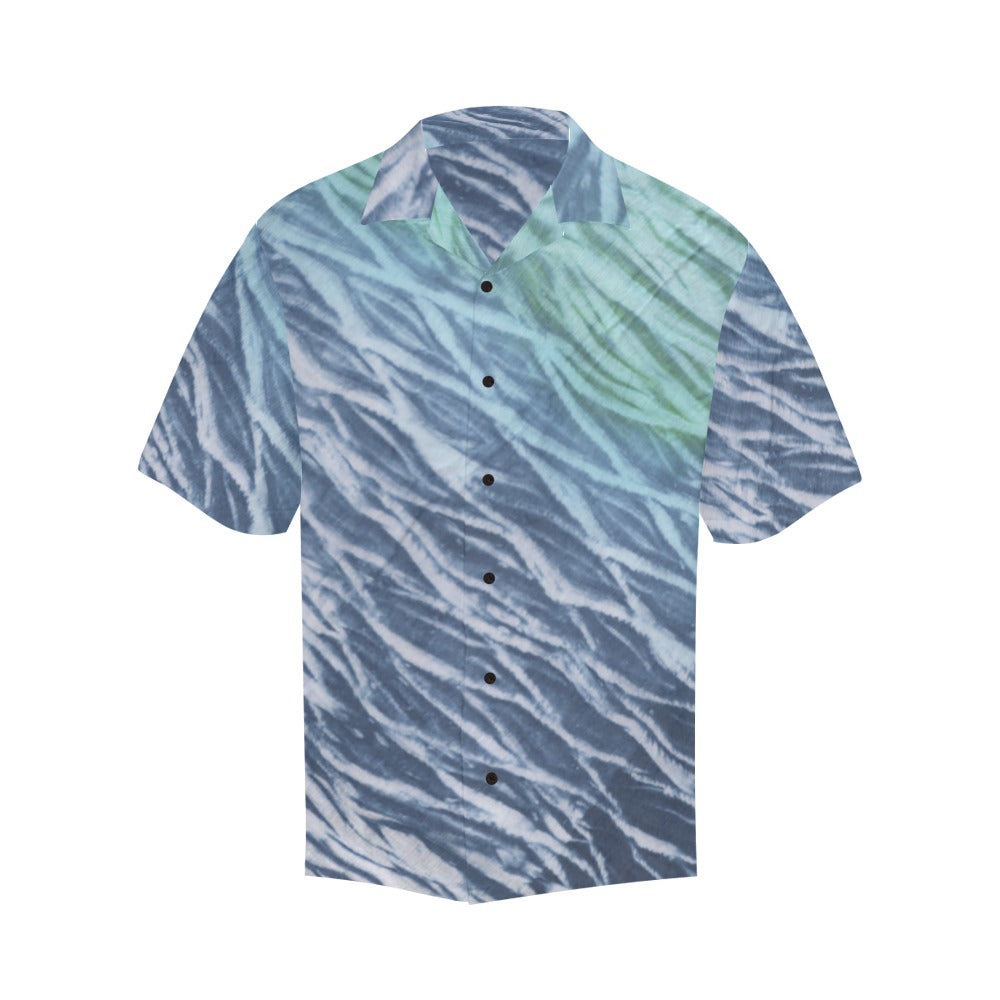 Men's Blue Tie-Dye Abstract Half Sleeve Shirt