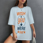 Women's Wish You Were Beer Typography Oversized T-shirt