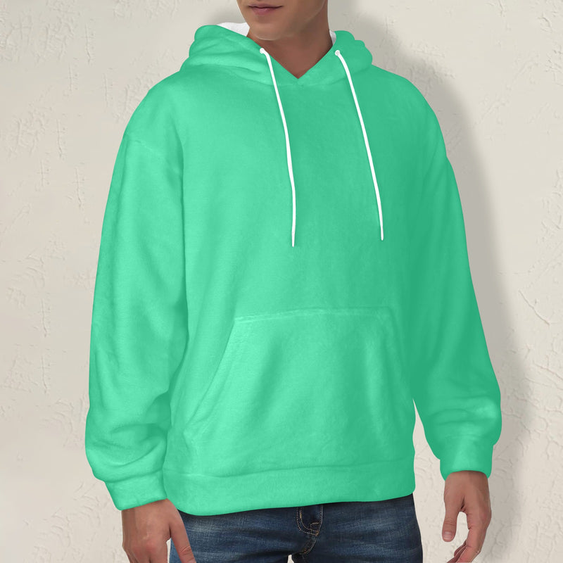 Men's Medium Spring Green Solid Flannel Hoodie