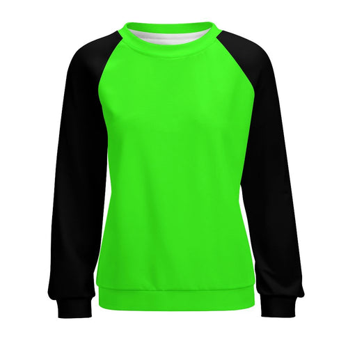 Women's Electric Green & Black Solid Sweatshirt