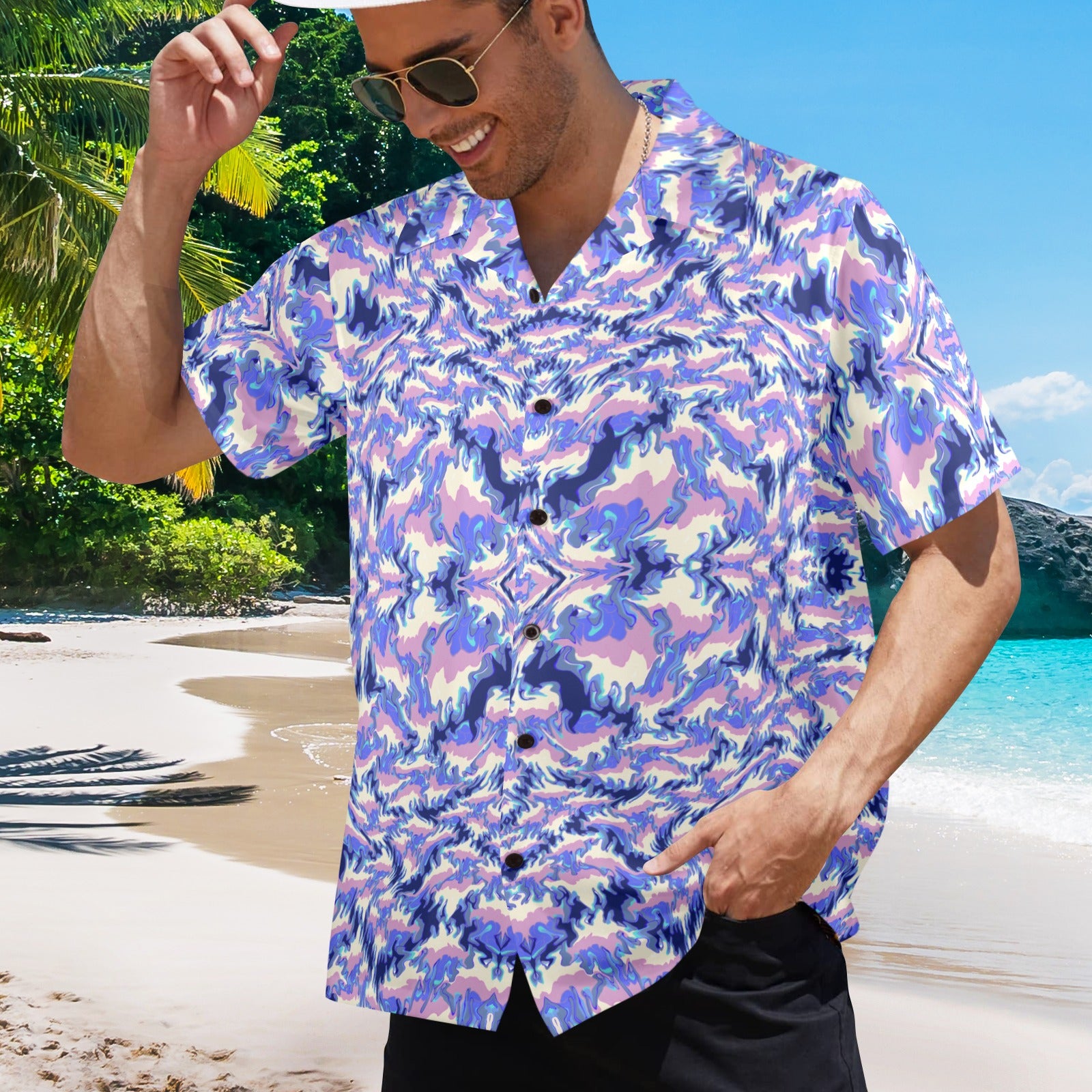Men's Cosmic Tide Abstract Half Sleeve Shirt