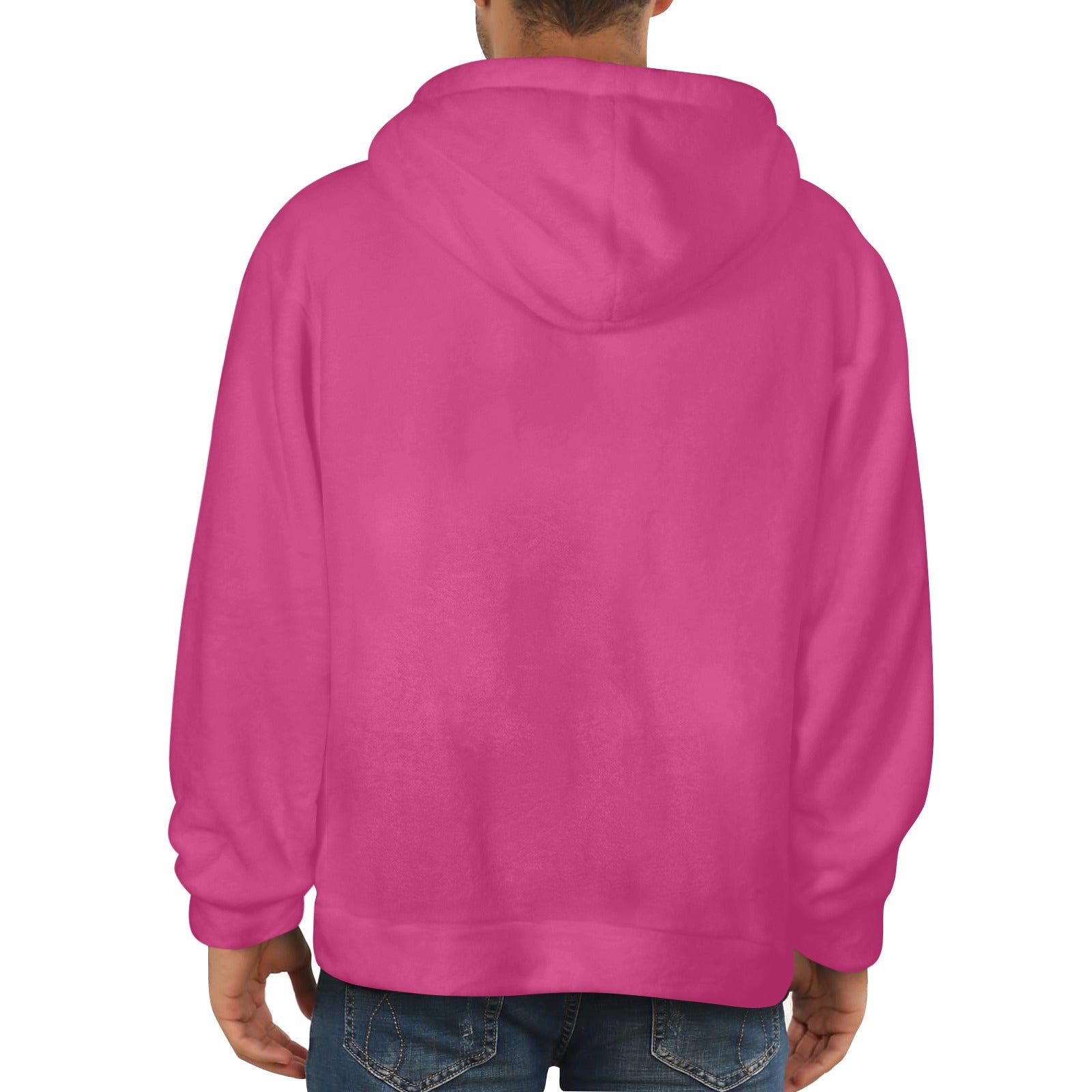 Men's Raspberry Pink Solid Flannel Hoodie