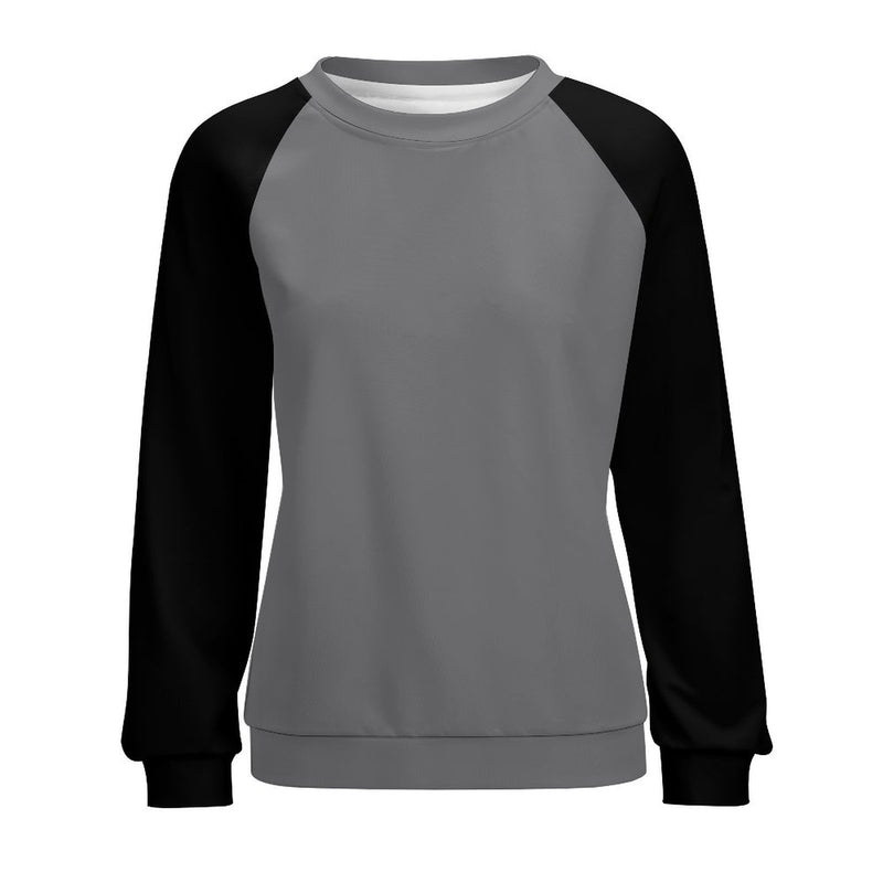 Women's Dim Grey & Black Solid Sweatshirt