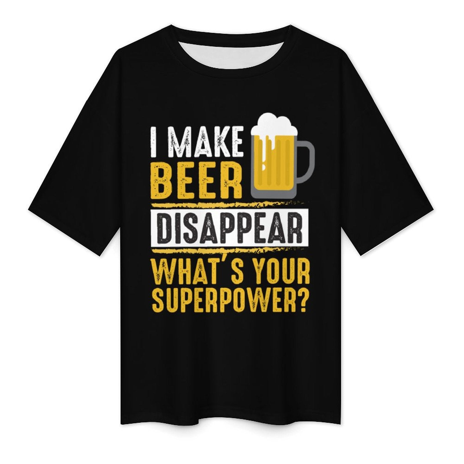 Men's I Make Beer Disappear Typography Oversized T-shirt