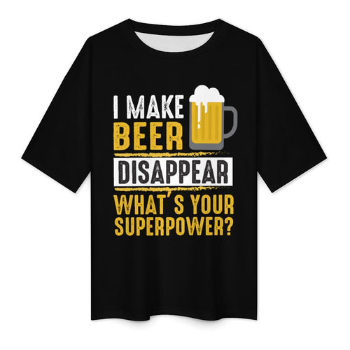 Men's I Make Beer Disappear Typography Oversized T-shirt