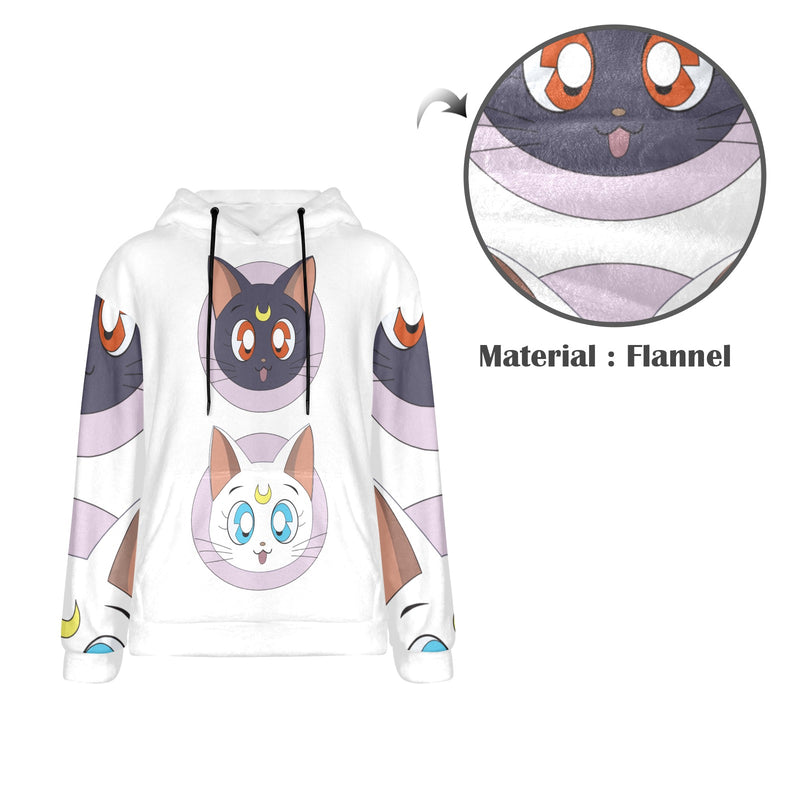Men's Sailor Moon Cat Anime Flannel Hoodie