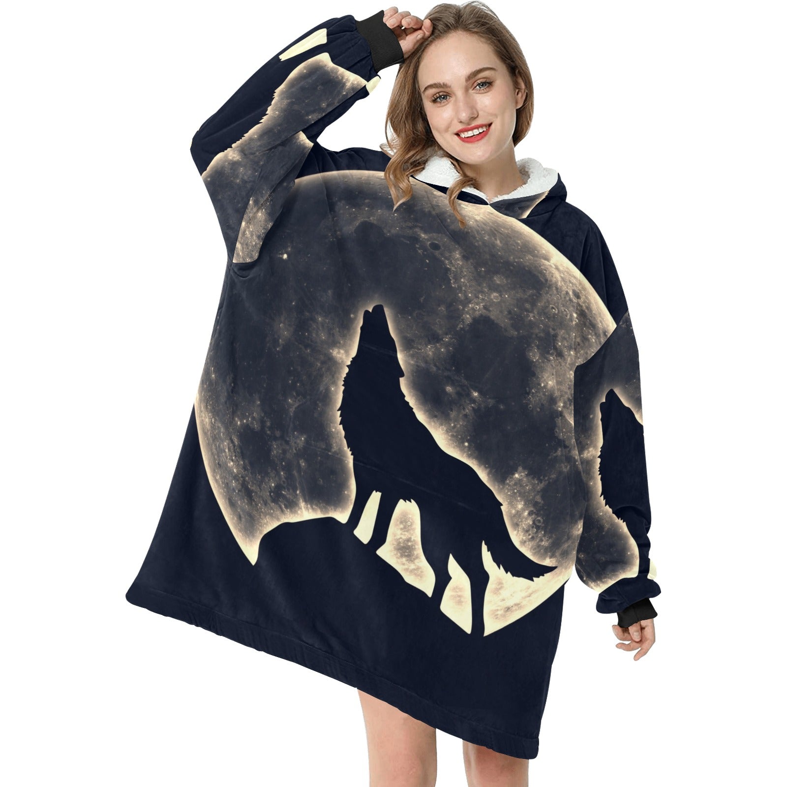 Women's Wolf Moon Abstract Blanket Hoodie