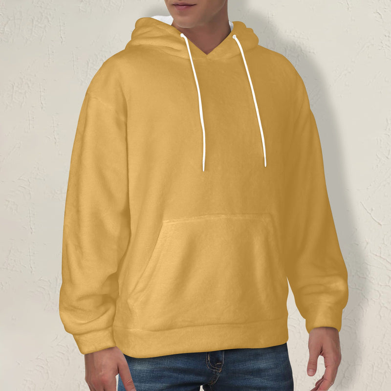 Men's Earth Yellow Solid Flannel Hoodie