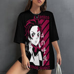 Women's Tanjiro Potrait Demon Slayer Anime Oversized T-shirt