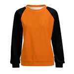 Women's Deep Carrot Orange & Black Solid Sweatshirt