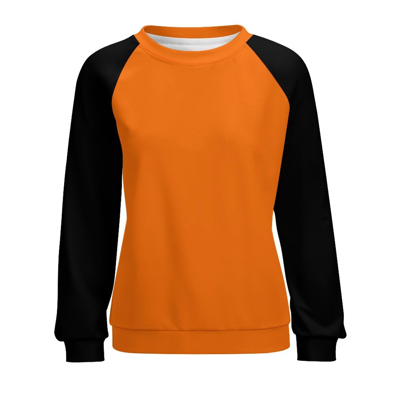 Women's Deep Carrot Orange & Black Solid Sweatshirt