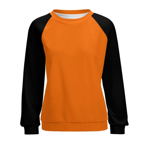 Women's Deep Carrot Orange & Black Solid Sweatshirt