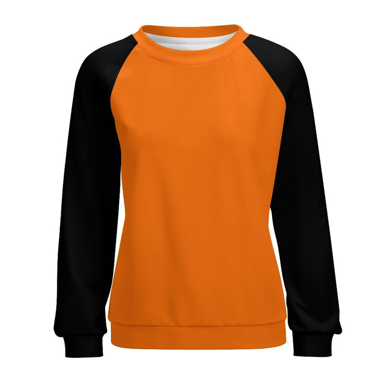 Women's Deep Carrot Orange & Black Solid Sweatshirt