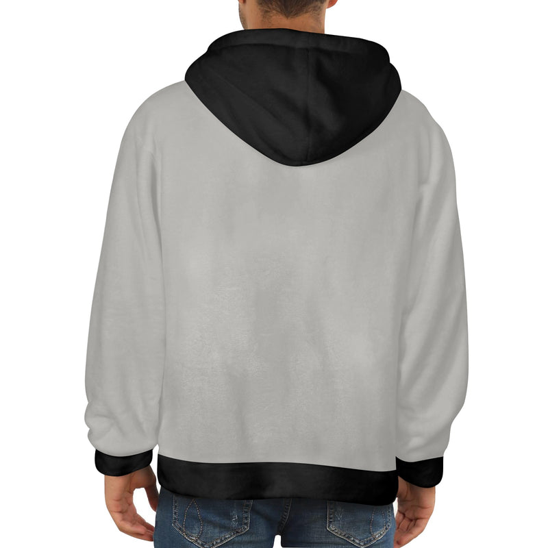 Men's Grey & Black Solid Flannel Hoodie