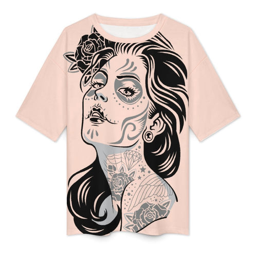 Women's Tattooed Overall Acid & Punk Oversized T-shirt
