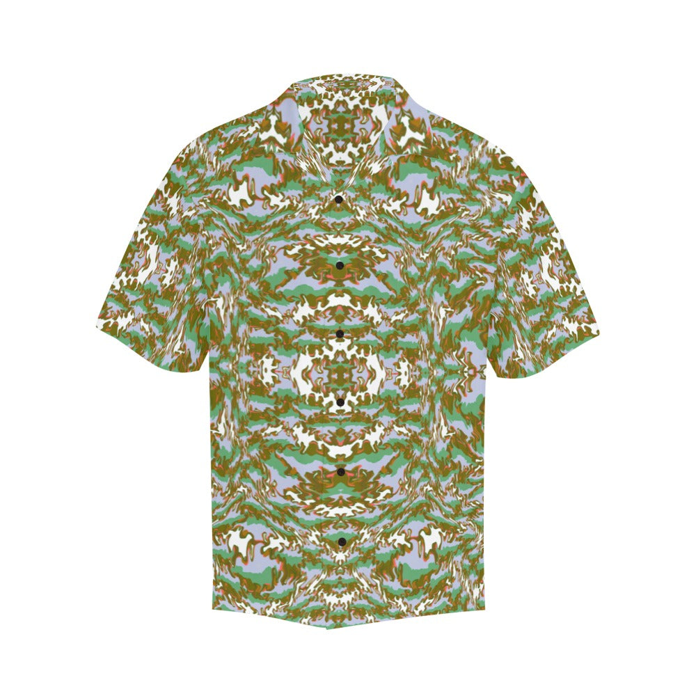 Men's Green Galactic Abstract Half Sleeve Shirt