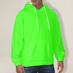 Men's Electric Green Solid Flannel Hoodie