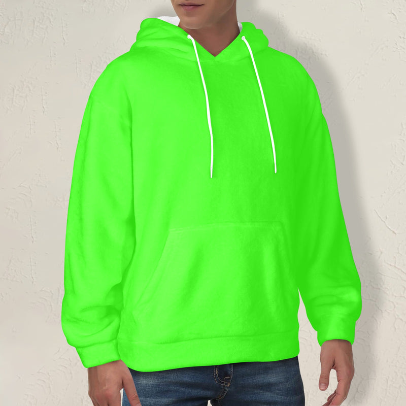 Men's Electric Green Solid Flannel Hoodie