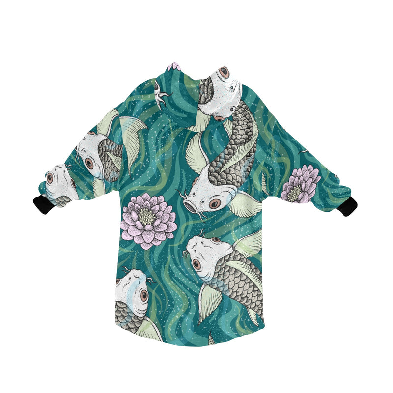 Women's Traditional Japanese Fancy Carp Abstract Blanket Hoodie