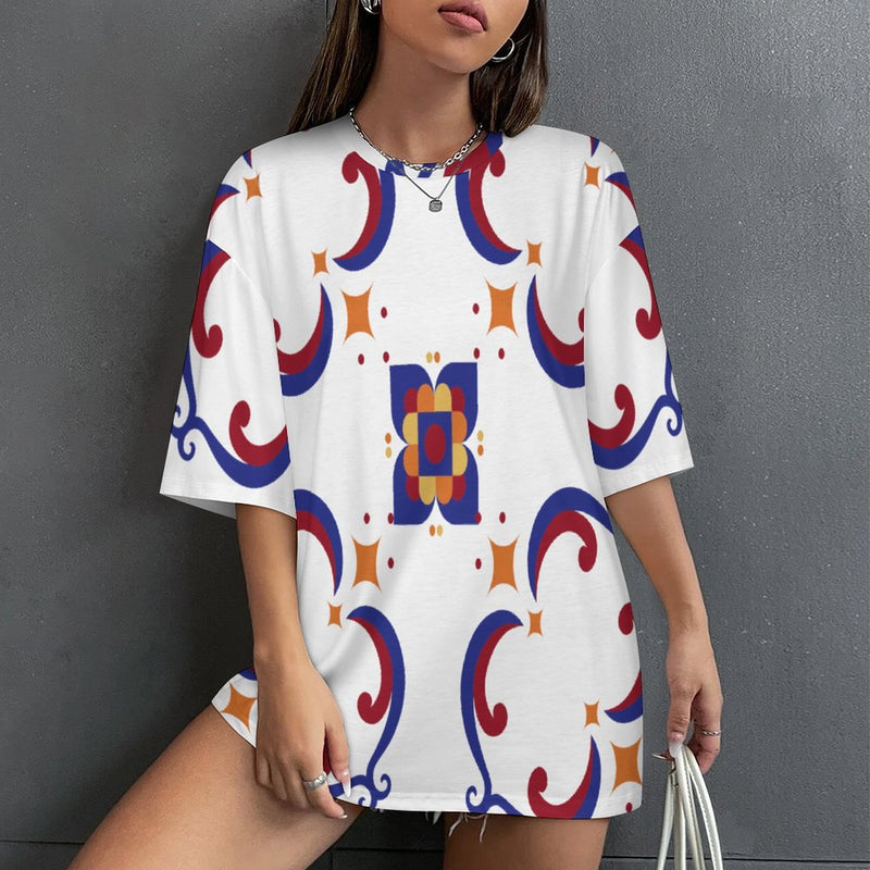 Women's Geometric Pattern Acid & Punk Oversized T-shirt