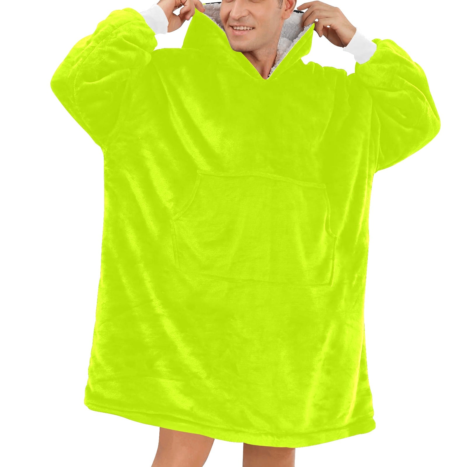 Men's Fluorescent Yellow Solid Blanket Hoodie