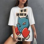 Women's Cat Power Abstract Oversized T-shirt