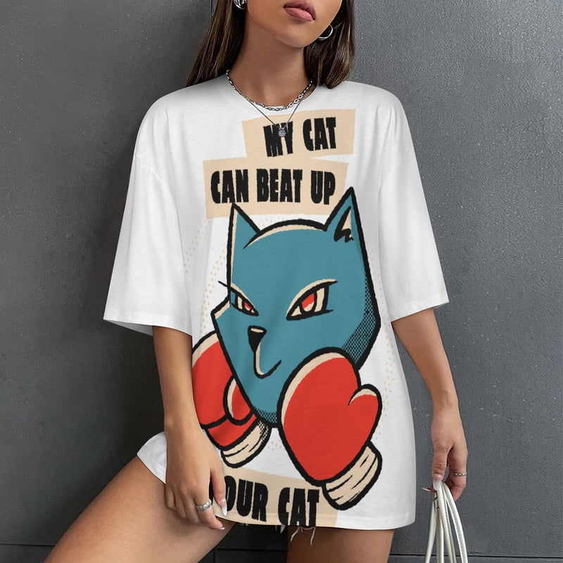 Women's Cat Power Abstract Oversized T-shirt