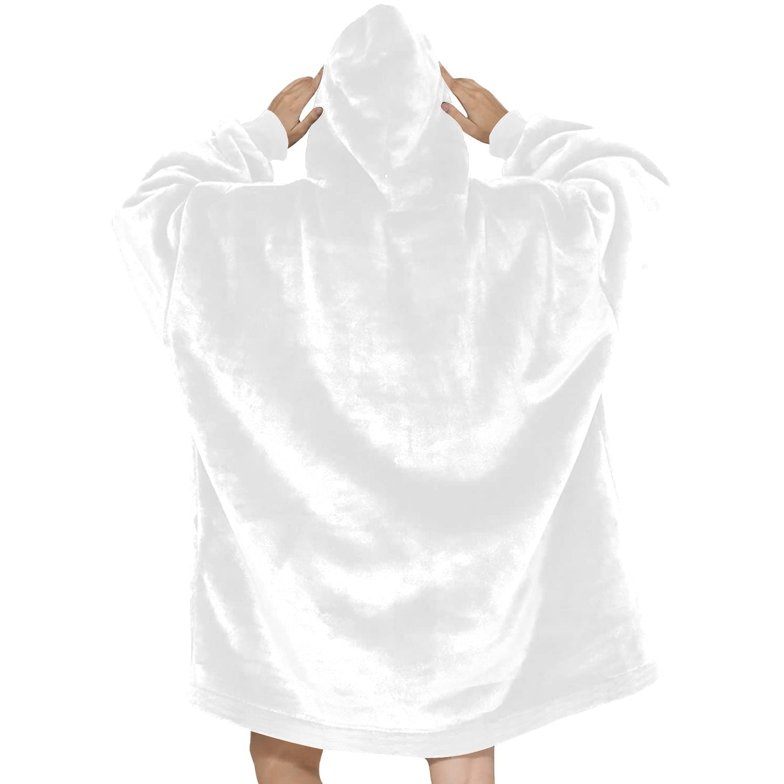 Women's White Solid Blanket Hoodie