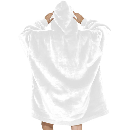 Women's White Solid Blanket Hoodie