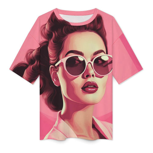 Women's Pop Art Pin up Style Abstract Oversized T-shirt