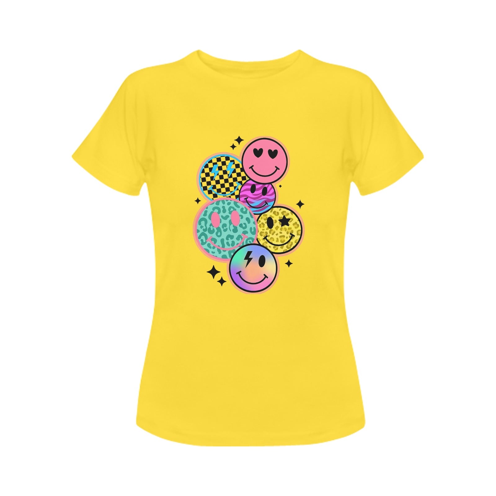 Women's Multi Smile Streetwear Classic Fit T-shirt