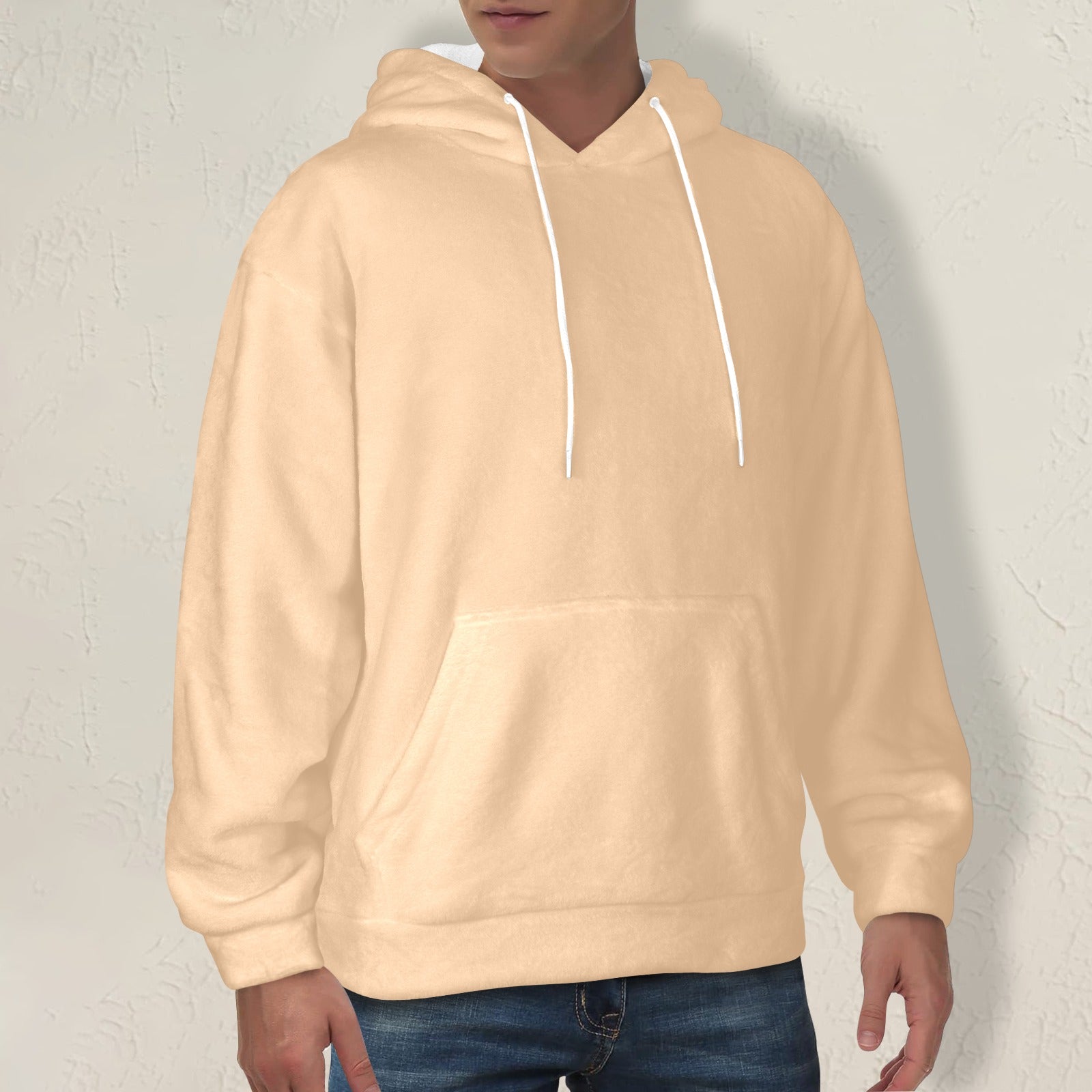 Men's Peach Puff Solid Flannel Hoodie