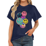 Women's Multi Smile Streetwear Classic Fit T-shirt