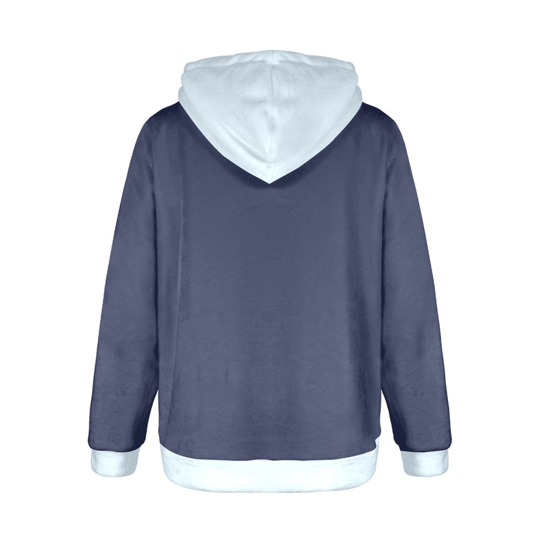 Women's Charcoal & Alice Blue Solid Flannel Hoodie