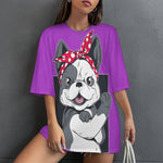 Women's Puppy Power Abstract Oversized T-shirt