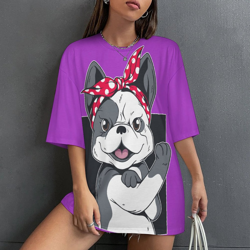 Women's Puppy Power Abstract Oversized T-shirt