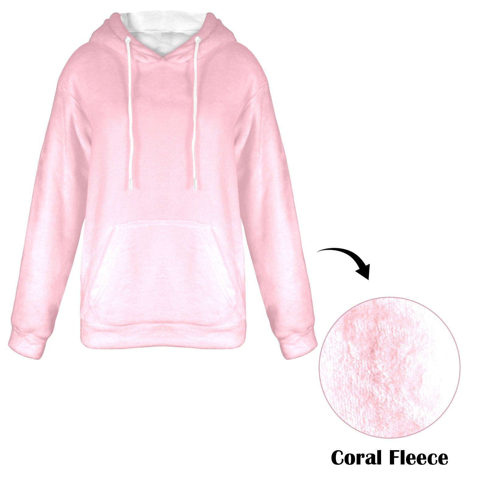 Women's Pink Solid Flannel Hoodie