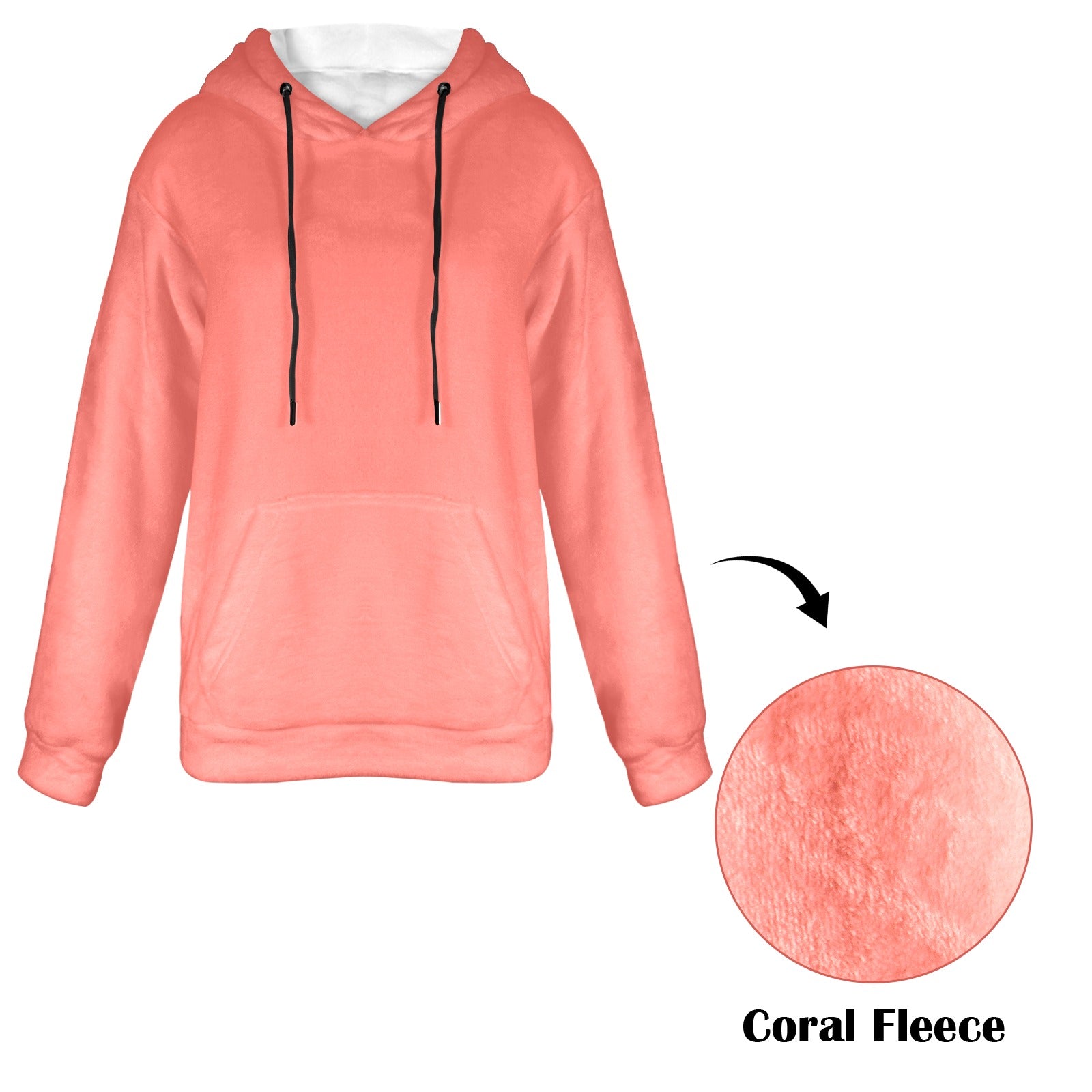 Women's Coral Pink Solid Flannel Hoodie