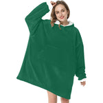 Women's Bottle Green Solid Blanket Hoodie
