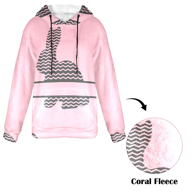 Women's Rabbit Silhoutte Abstract Flannel Hoodie