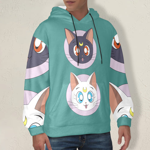 Men's Sailor Moon Cat Anime Flannel Hoodie